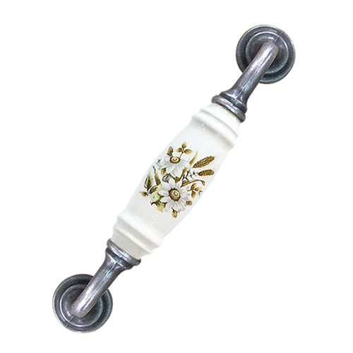 G-shaped wheat ear white hole spacing 128mm ceramic handle - antique silver base HG209SKWH