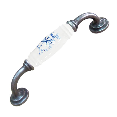 G-type excellent blue and white hole spacing 128mm ceramic handle - antique silver base HG603SKWH