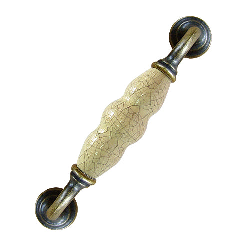 J-shaped country style cream ice cracked hole spacing 128mm ceramic handle - bronze base HJ356BKYL