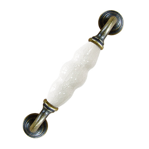 J-shaped white ice cracked white hole spacing 128mm ceramic handle - bronze base HJ358BKWM