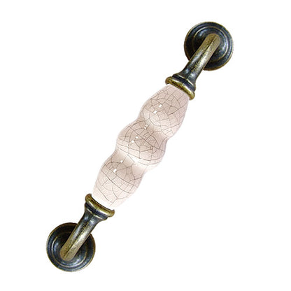 J-type ivory white gray ice crack hole spacing 128mm ceramic handle - bronze base HJ371BKGR