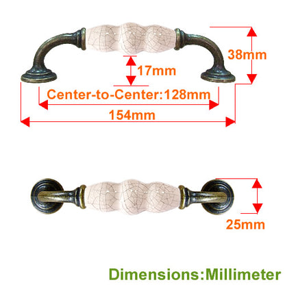 J-type ivory white gray ice crack hole spacing 128mm ceramic handle - bronze base HJ371BKGR