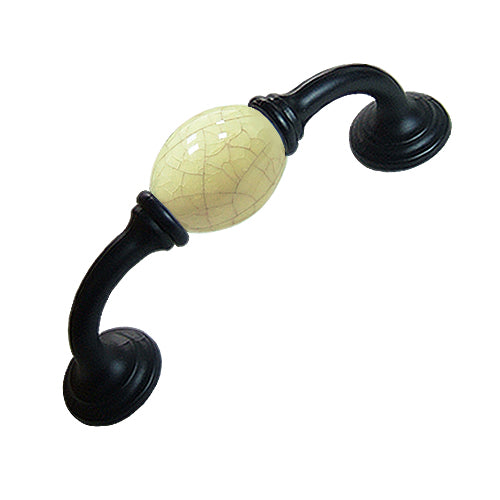 K-shaped country style cream ice cracked hole spacing 96mm ceramic handle - baked black base HK356BLYL