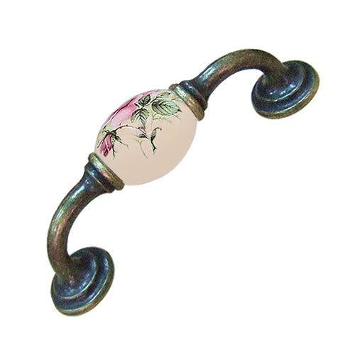 K-shaped country style rose beige hole spacing 96mm ceramic handle - bronze base HK821BKMI