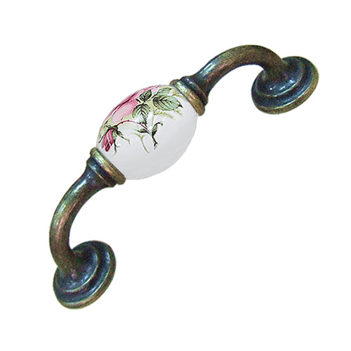 K-shaped country style rose white hole spacing 96mm ceramic handle - bronze base HK821BKWH