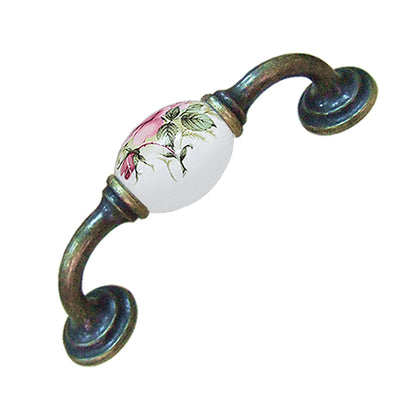 K-shaped country style rose white hole spacing 96mm ceramic handle - bronze base HK821BKWH