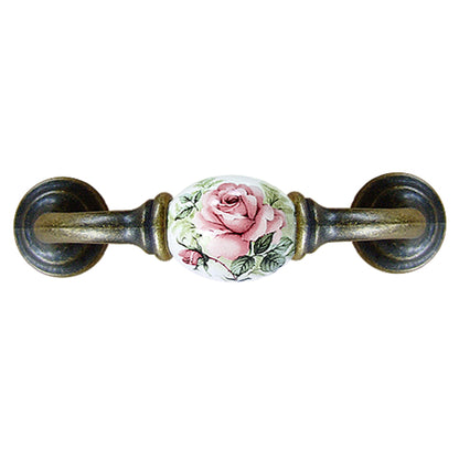 K-shaped country style rose white hole spacing 96mm ceramic handle - bronze base HK821BKWH