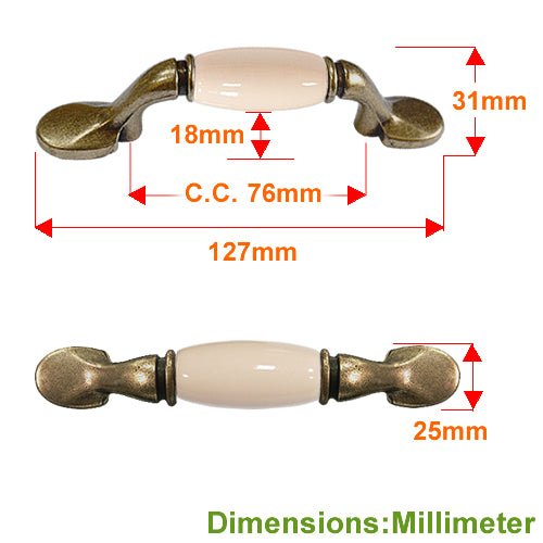 M-shaped beige hole spacing 76mm ceramic handle - bronze base HM201BKMI