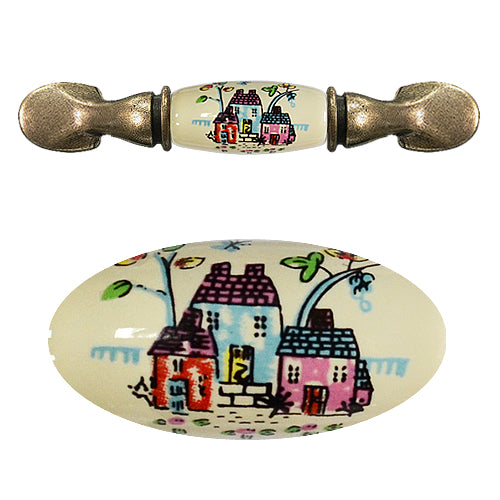 M-shaped country house, bottom hole distance 76mm, ceramic handle - bronze base HM502BKMI