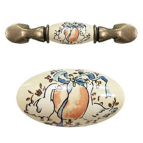 M-shaped country style ceramic handle with bottom hole distance 76mm - bronze base HM503BKMI