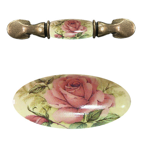 M-shaped country style rose rice bottom hole distance 76mm ceramic handle - bronze base HM821BKMI