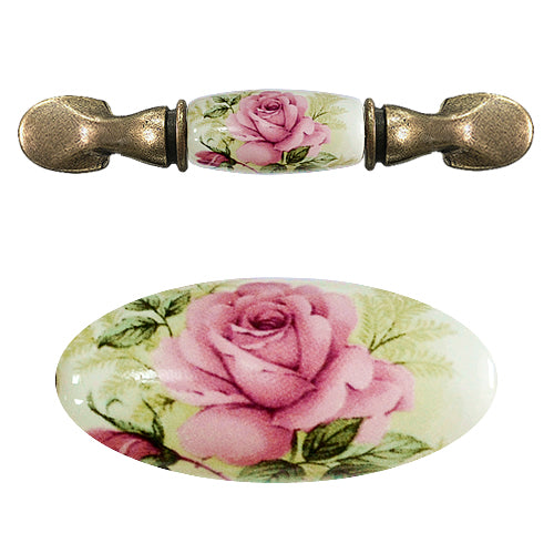 M-shaped country style rose white bottom hole spacing 76mm ceramic handle - bronze base HM821BKWH