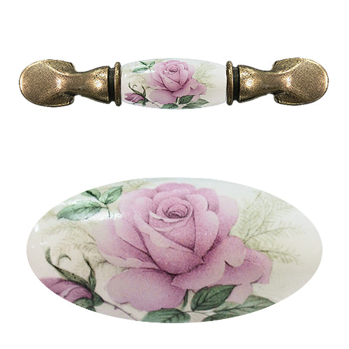 M-type elegant rose white bottom hole spacing 76mm ceramic handle - bronze base HM821BKWH_C