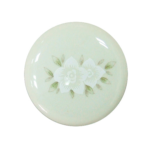 Elegant white flower without ring 210 lake green Ø 37mm ceramic handle HP210CL