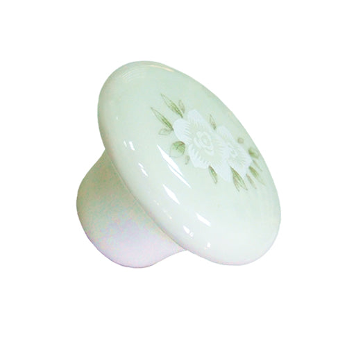 Elegant white flower without ring 210 lake green Ø 37mm ceramic handle HP210CL