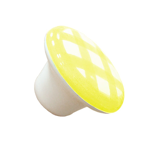 Hand painted yellow grid 218 white Ø 37mm ceramic handle HP218YL