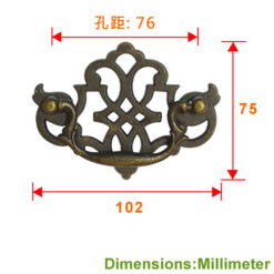 Alternative view of 古典菱格 大 鷹把手 孔距 76 mm - 青古銅色 HD123BK