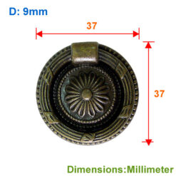 Alternative view of 抽屜把手 櫥櫃把手 點花 平面拉環 Ø 37 mm - 青古銅色 HD370BK