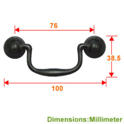 Alternative view of 小古典雙孔把手 孔距 76 mm - 黑咖啡古色 HD376BL