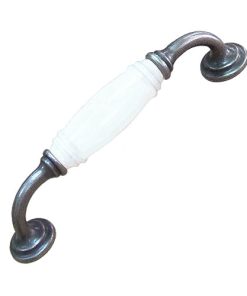 Alternative view of G型 純白 孔距 128mm 陶瓷把手- 古銀色座  HG201SKWH