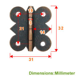Alternative view of 箱盒活頁 中蝴蝶 180度 鉸鍊- 紅古銅色 JB002BR