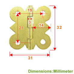 Alternative view of 箱盒活頁 中蝴蝶 180度 鉸鍊- 青銅(金)色 JB002YG