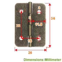 Alternative view of 箱盒活頁 D型 鉸鏈 26x36mm- 青古銅色  JD011BK