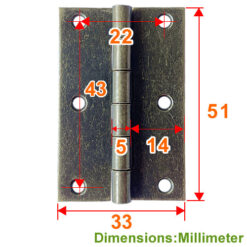 Alternative view of 箱盒活頁 D型 鉸鏈 33x51mm- 青古銅色  JD015BK