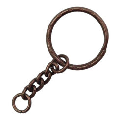 KA005 28mm刻花鑰匙圈四目粗磨鏈 - 紅古銅色 KA005BR