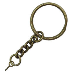 KA006 28mm刻花鑰匙圈四目粗磨鏈+羊眼 - 青古銅色 KA006BK