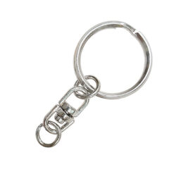 KA018 25mm雙圈鑰匙圈+雙轉 - 鎳色 KA018NI