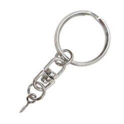 KA019 25mm雙圈鑰匙圈+雙轉+羊眼 - 鎳色 KA019NI