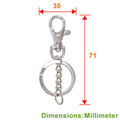 Alternative view of KB353 鑰匙扣環+五目粗磨鍊+平型雙圈 - 鎳色 KB353NI