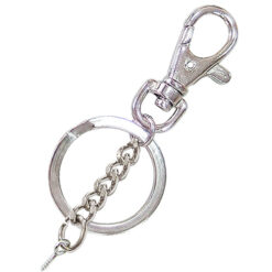 KB354 鑰匙扣環+五目粗磨鍊+33mm平型雙圈+15mm羊眼 - 鎳色