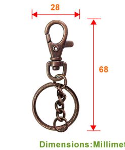 復古龍蝦扣鑰匙圈組合｜鑰匙扣環+四目粗磨鏈+刻花雙圈｜DIY手作掛飾 五金配件材料 - 紅古銅色 KD307BR