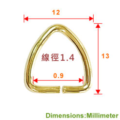 Alternative view of ST1313 三角環 鐵 1.3 x 13 mm - 青銅金色 ST1313YG