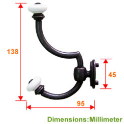 Alternative view of 衣帽掛勾 陶瓷鄉村風 衣掛勾- 黑咖啡古  YD138BL