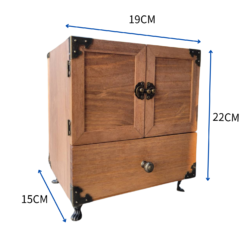 Alternative view of 職人手作多功能小木盒 復古風格 雙門木製收納櫃 抽屜和金屬裝飾